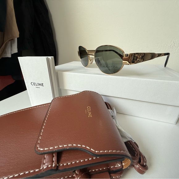 Celine - Triomphe Oval Metal Sunglasses (Brand new!) - Picture 2 of 9